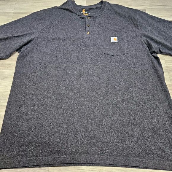 CARHARTT Shirt Mens Gray Henley Original Fit Pocket Tshirt Size 2XL - Picture 2 of 7